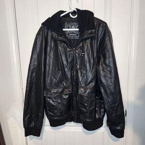 ​Buffalo David Bitton Black Motorcycle Jacket Hooded XL